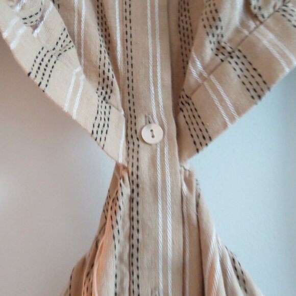 Striped Tan Midi Dress - Picture 7 of 15